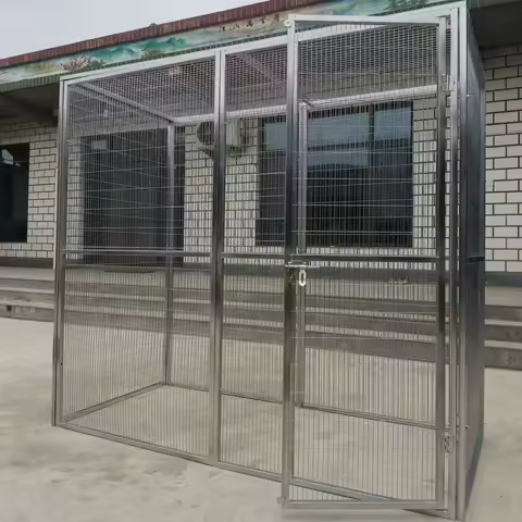 Large Outdoor Dog Kennel Welded Iron Animal Cage Breathable Square Pattern Fence Aviaries Living House Cages for Cats Birds