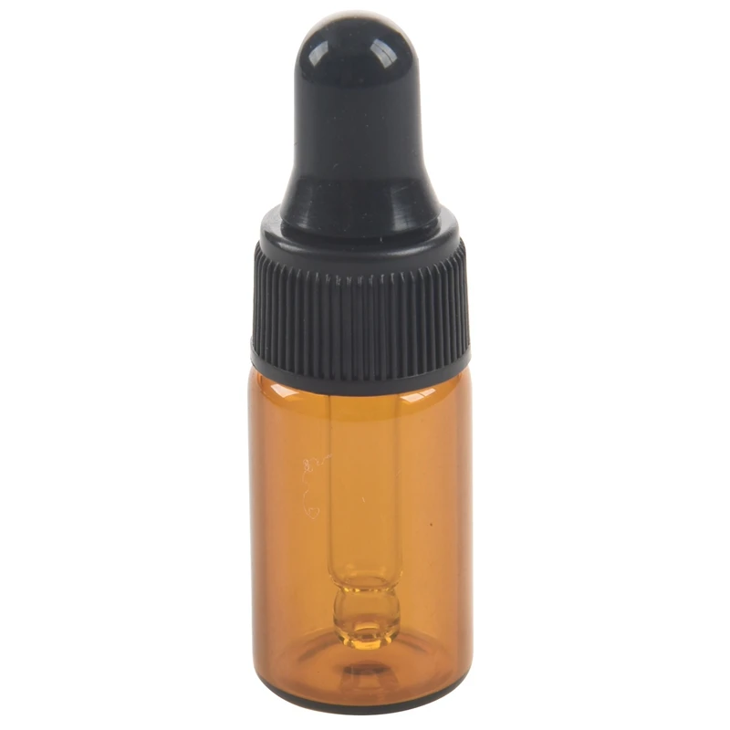 50Pcs 3Ml Empty Brown Glass Dropper Bottles With Pipette For Essential Oil