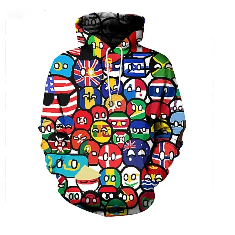 Hoodie 3D motif bola kecil, Hoodie motif bola kecil lucu, Hoodie 3D, pakaian jalanan, kasual, kartun, mode longgar