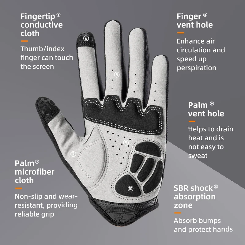 ROCKBROS Windproof Cycling Gloves Bicycle Touch Screen Riding MTB Bike Glove Thermal Warm Motorcycle Winter Autumn Bike Clothing