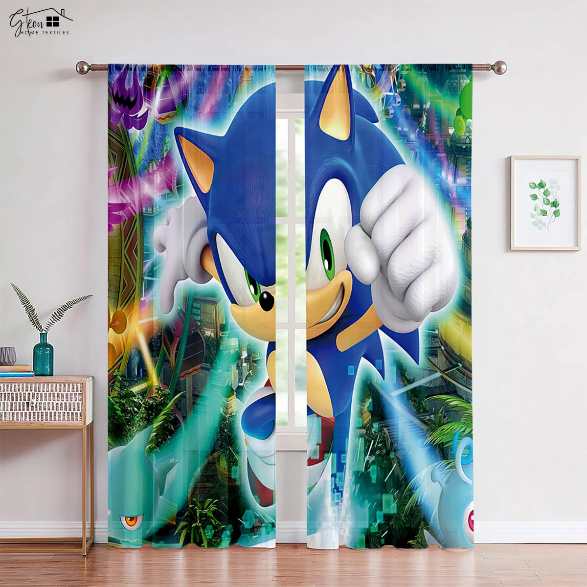 

Animation Cartoon Printed Curtains Polyester Fiber Rod Pocket Curtains Bedroom Living Room Children's Room Decorative Curtains