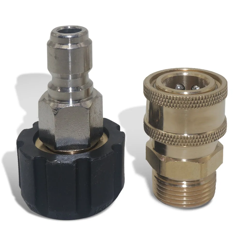 

M22 14mm X 3/8" Quick Disconnect Plug Pressure Washer Quick Connector Adapter Kit 5000 PSI High Pressure Brass Fitting