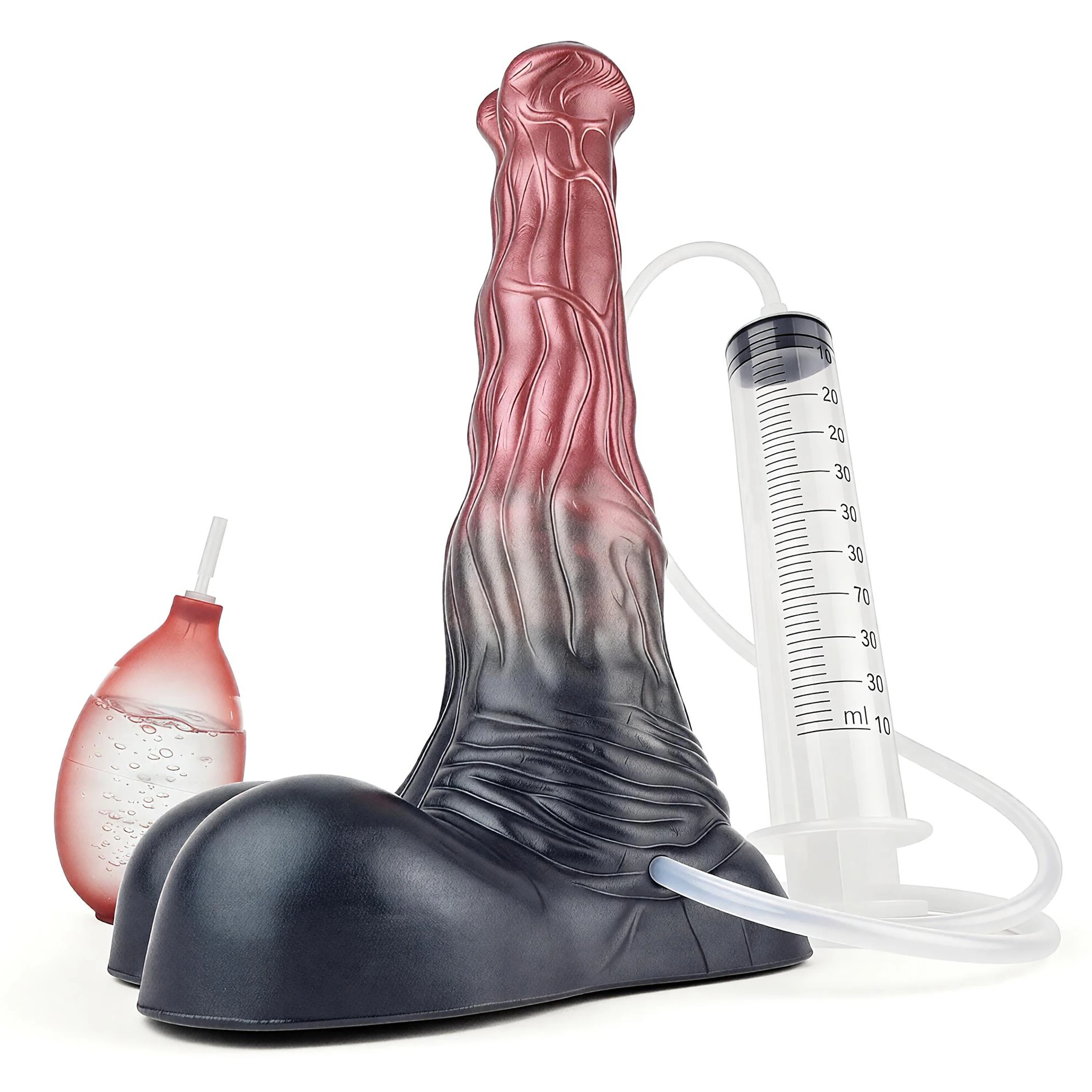 SHAZ Silicone Horse Dildo with Manual Liquid Injection Function Textured Surface Strong Suction Cup Flexible Design Adult Toy