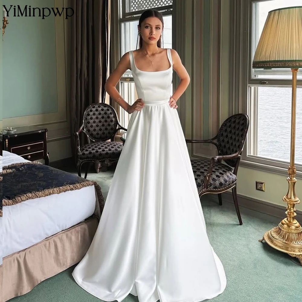 블루 이브닝 드레스 여성 스퀘어 칼라 A 라인 vestido de noiva 간단한 댄스 파티 드레스 바닥 길이 웨딩 게스트 드레스 맞춤형