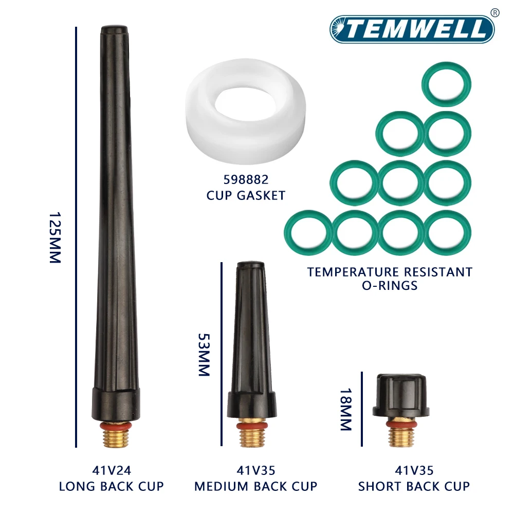 WP9 WP20 WP25 Accessories 30Pcs Stubby Gas Lens TIG Nozzle Pyrex Glass Cup Kit For TIG Welding Torch Soldering Supplies - view 4