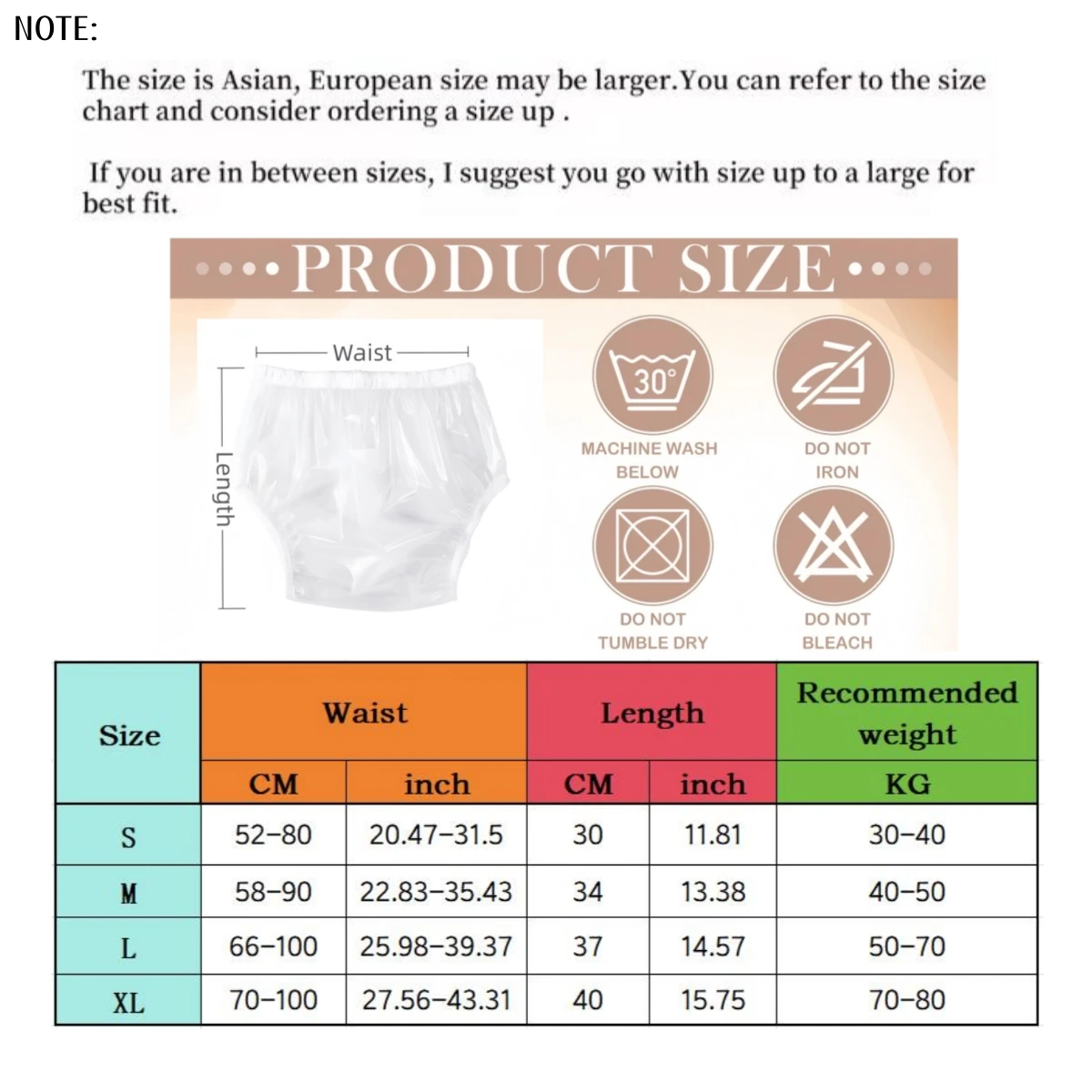 1 قطعة واضح الكبار بولي TPU مقاوم للماء سلس البول حفاضات مرونة قابلة لإعادة الاستخدام حفاضات السراويل لكبار السن المعاقين دروبشيبينغ