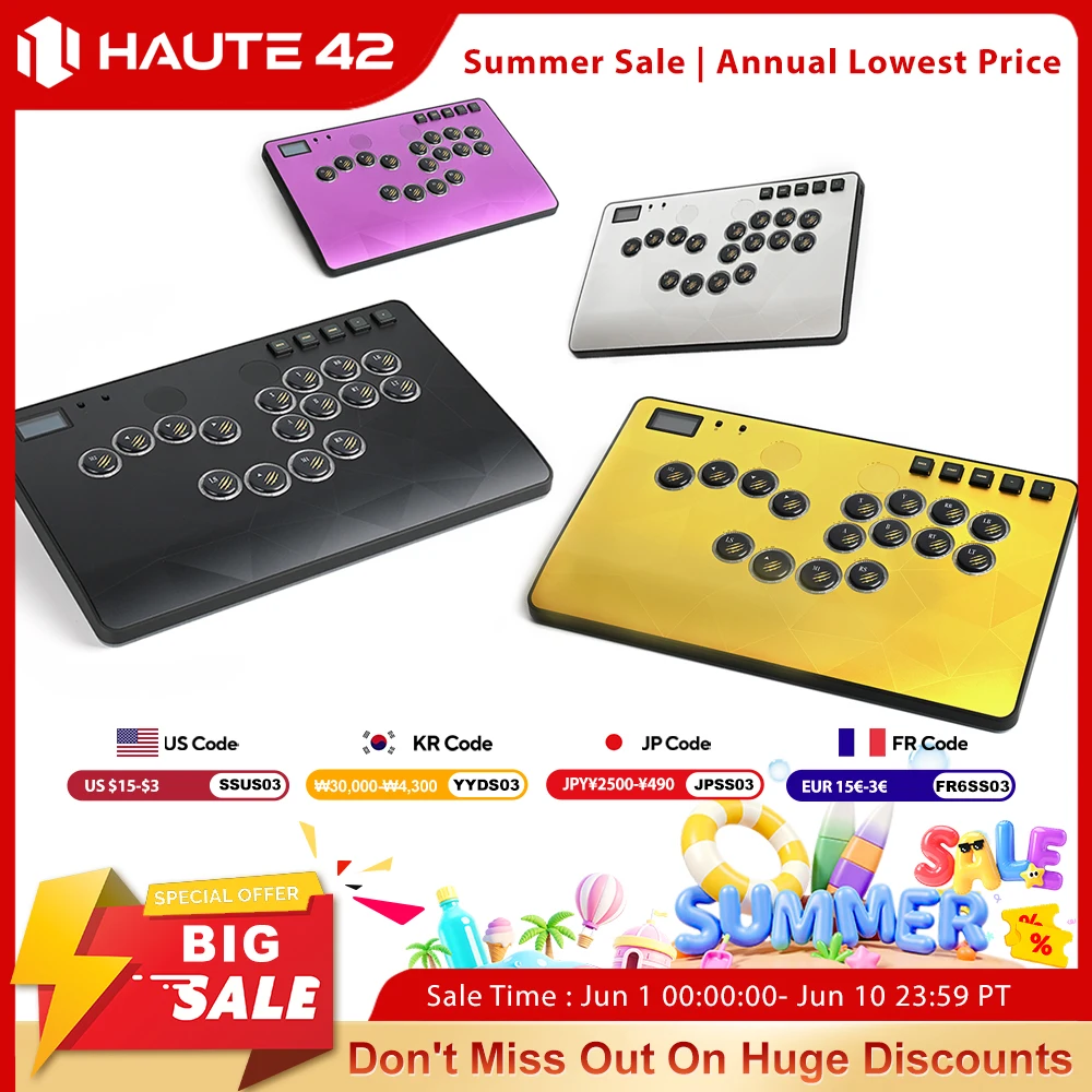 Haute42 HautePad C-AT Hitbox Leverless Controller Magnetic Aluminum Alloy Panel With Laser-Etched Diamond Pattern Metal Panel