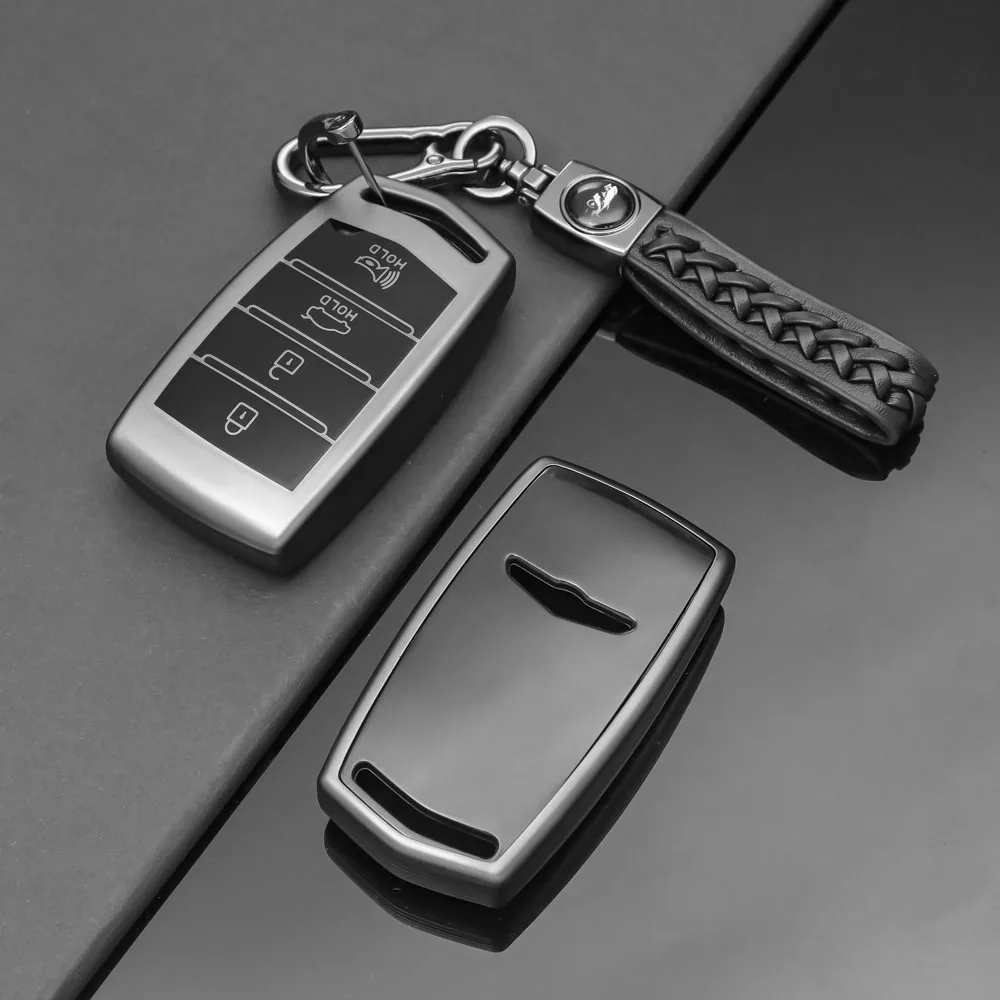 Grey TPU Car Key Case Cover Shell Fob Holder for Hyundai Genesis G70 G80 G90 2017-2020 Auto Keychain Protector Accessories