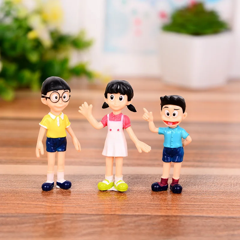 5 uds Doraemon decoración creativa de pastel para el hogar muñeca modelo Minamoto Nobi Nobita ‌ Figuras de acción de PVC juguete regalo de cumpleaños para niños