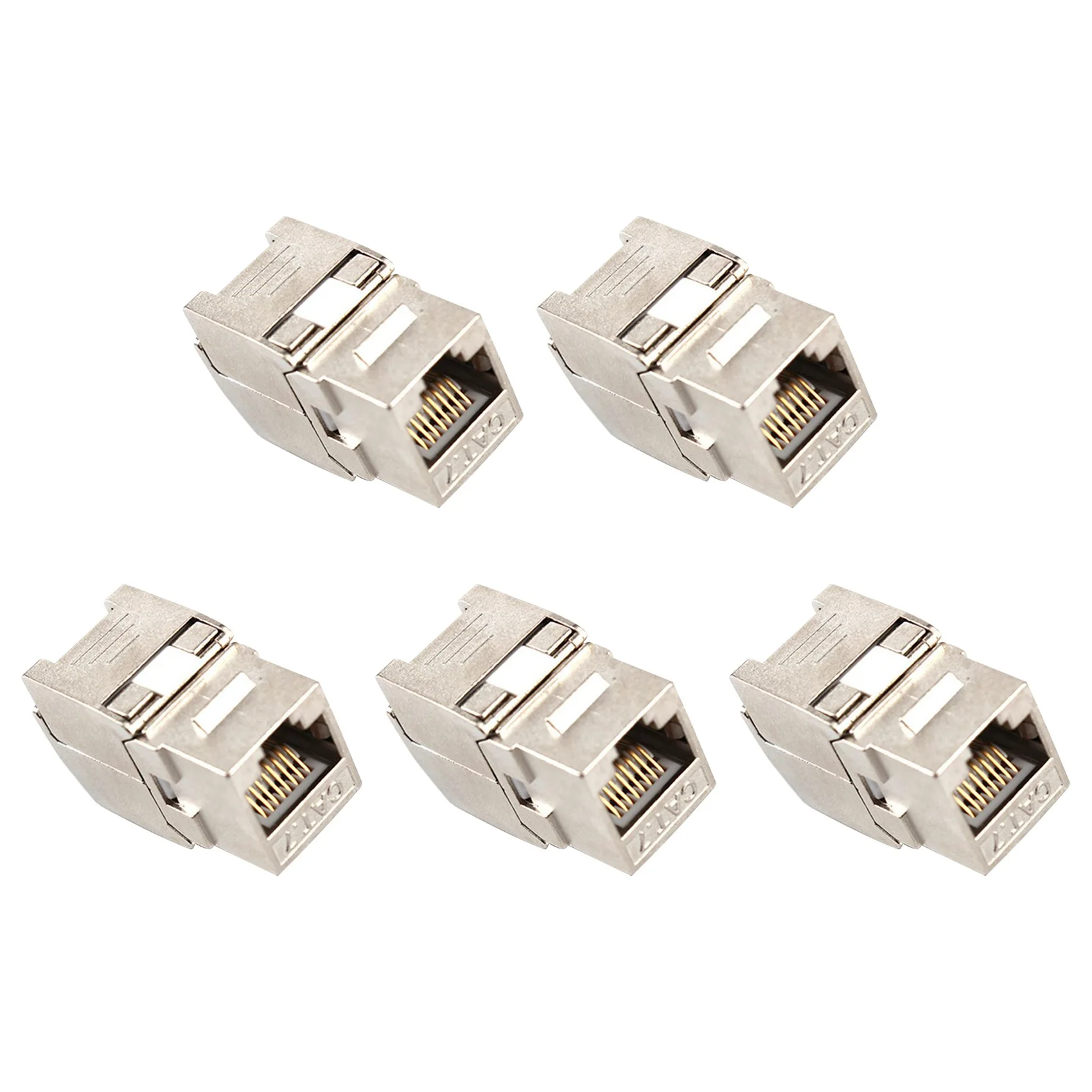 5Pcs Network RJ45 Cat7 Keystone Jack Module 360 Degree Full Shielded RJ45 Socket to LSA Tool-Free Termination