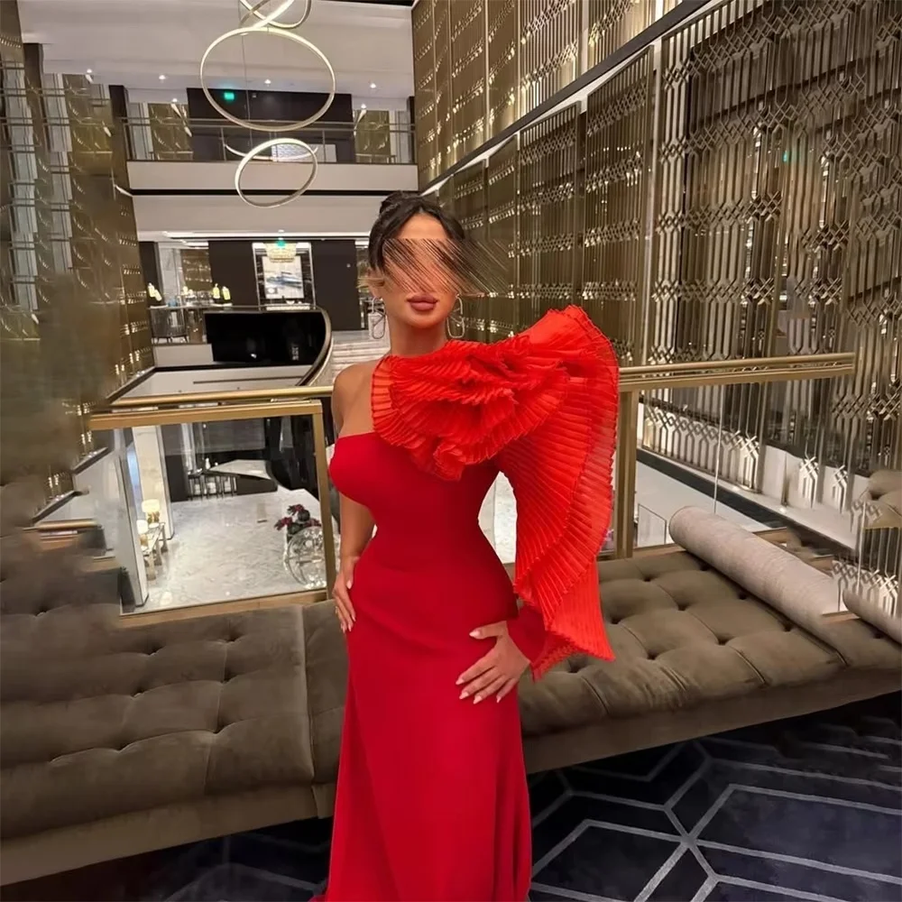 Robe de soirée sirène personnalisée, asymétrique épaule dénudée, charmante robe de bal à volants, Sexy, col bateau, robe de soirée