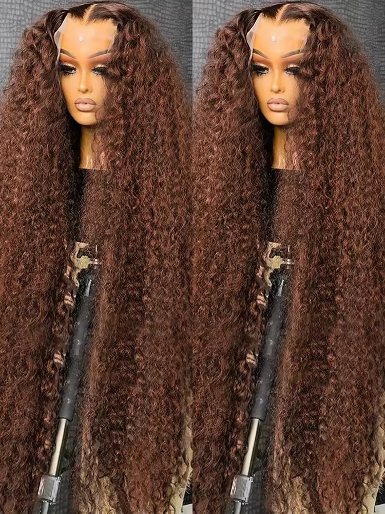 30 40 Inch Reddish Brown 13x6 Lace Frontal Wig 200 Density Colored Curly Wigs Human Hair Deep Wave 13x4 13x7 HD Lace Frontal Wig