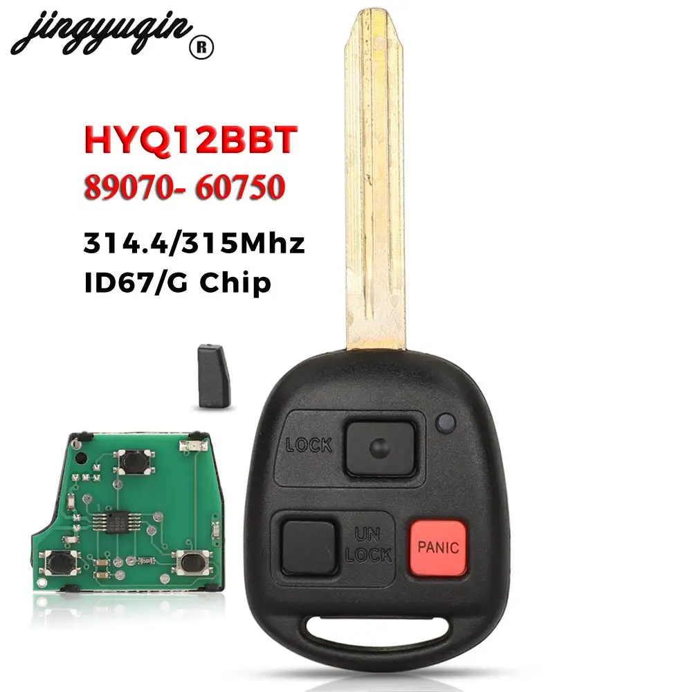 

jingyuqin HYQ12BBT Car Remote Key 314.4Mhz /315Mhz 4D67/G Chip for Toyota Land Cruiser FJ Cruiser TOY43 Blade 3 Buttons 60750