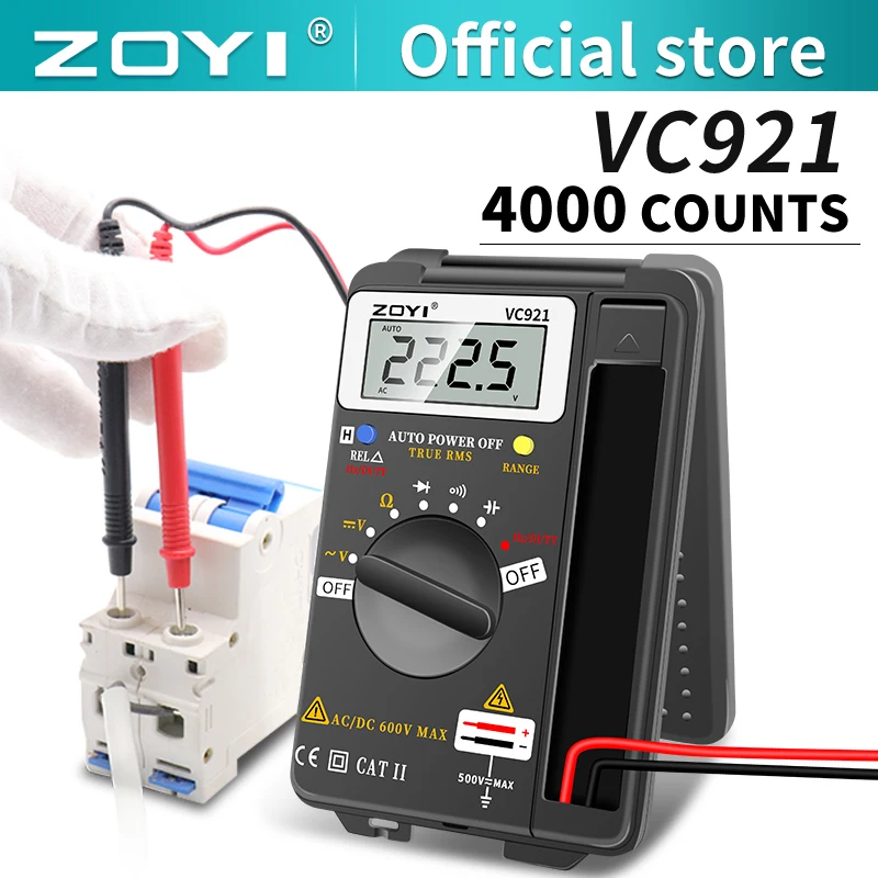 ZOYI VC921 Mini Digital Multimeter Handheld Pocket DC AC Votage Capacitance Resistance Frequency Duty Cycle Tester Multímetro