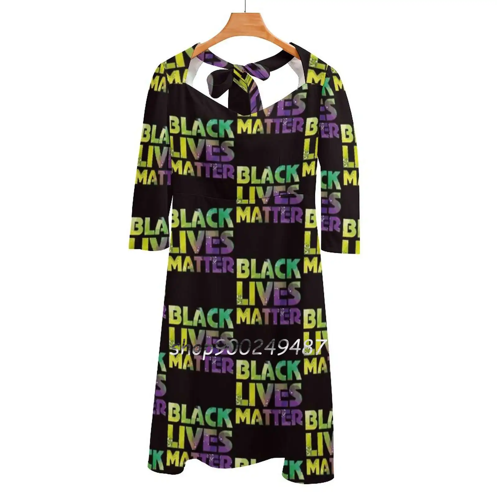 Black Lives Matter Flare Dress Square Neck Dress Elegant Female Fashion Printed Dress Black Lives Matter Black Lives Matter