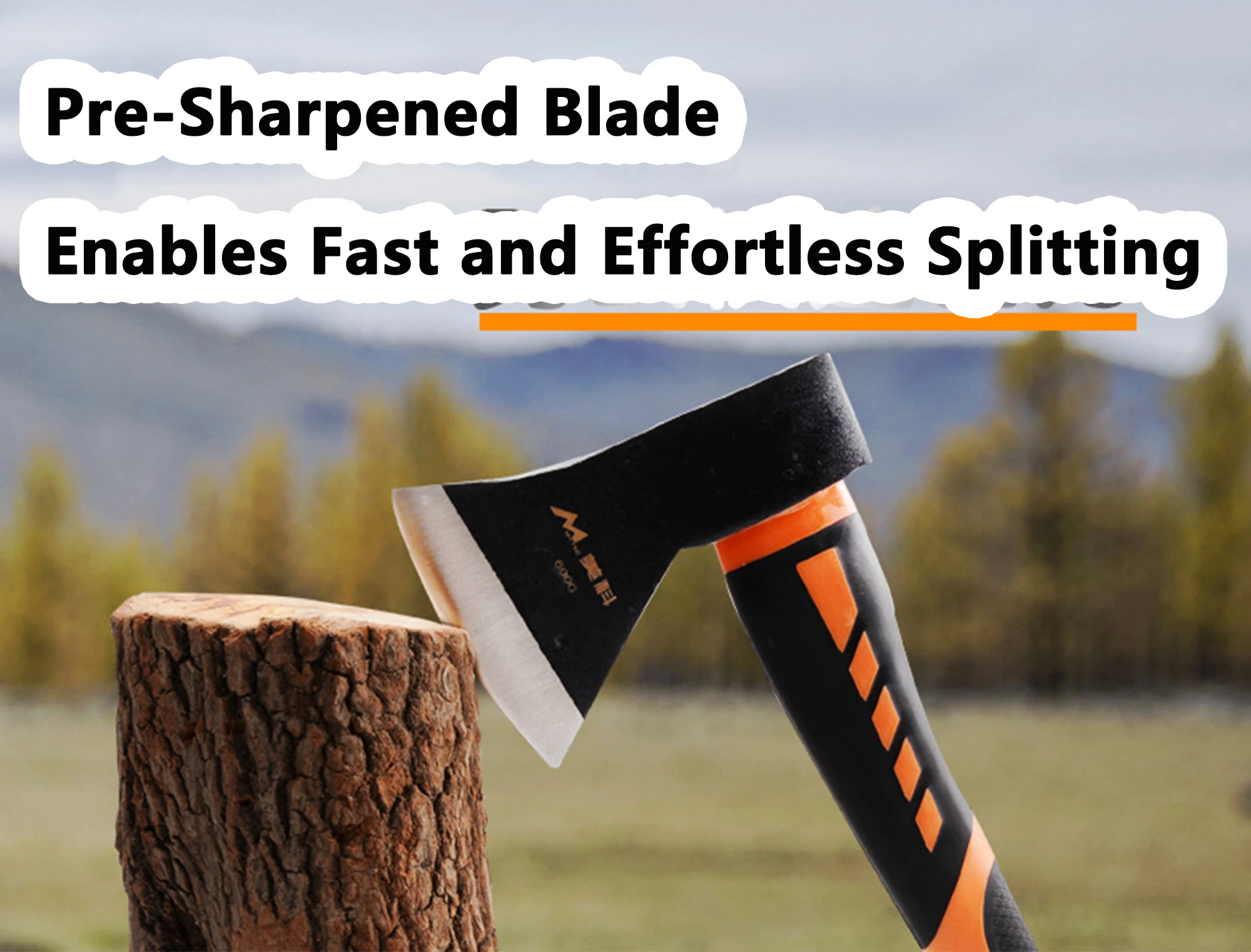 فأس تقسيم من الفولاذ عالي الكربون للحطب والتخييم والسجلات - فتحة متينة لجميع الأغراض #6