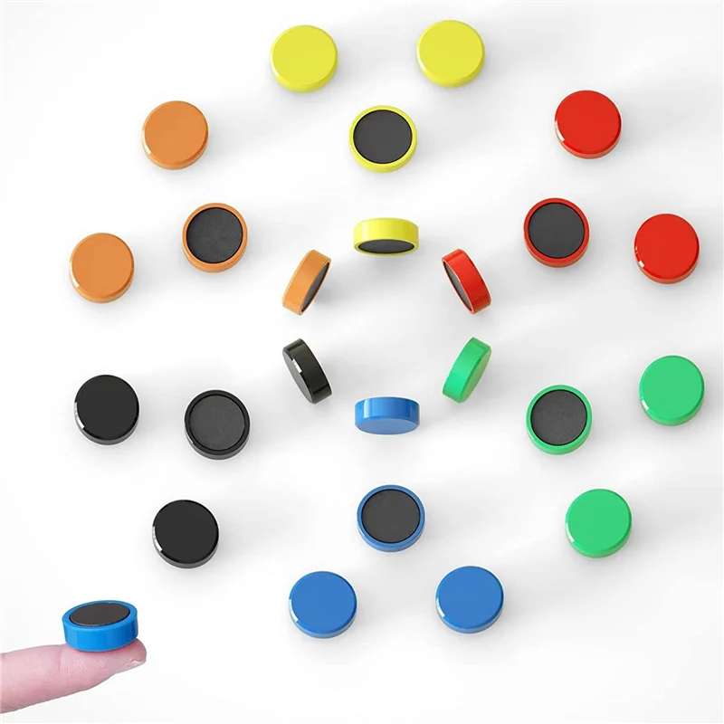 Pack of 60 Magnets, Whiteboard Magnets, Magnets for Magnetic Board, Magnets, Fridge, Colourful Round Magnets, Strong