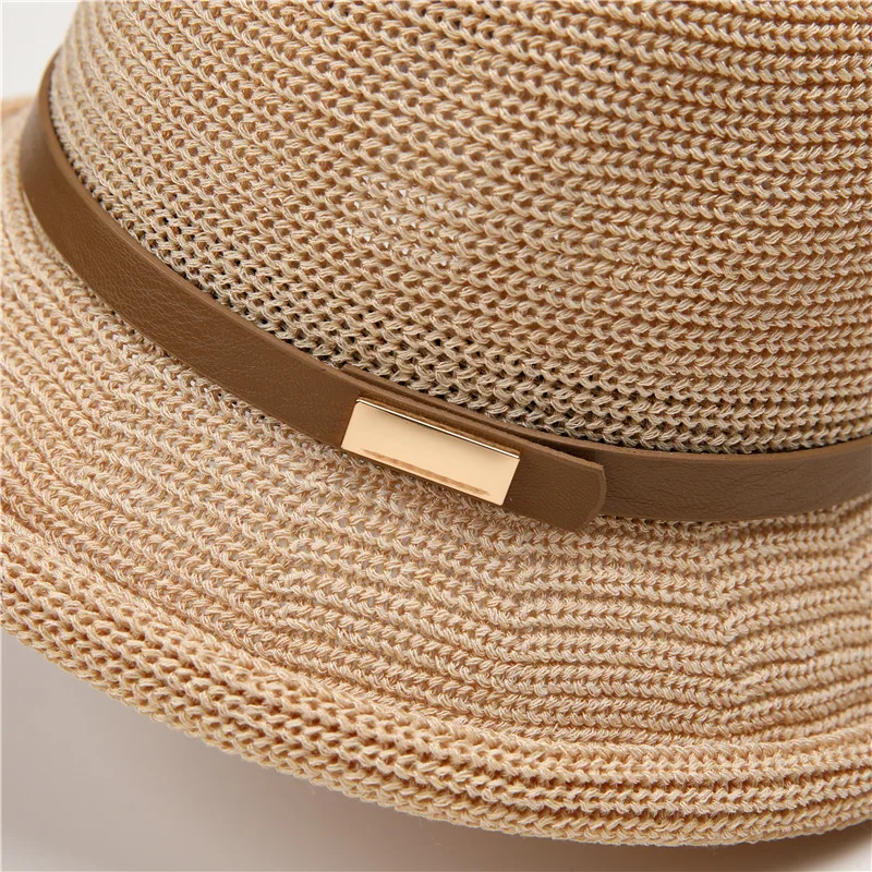 Women's Linen Hat Summer Sun Protection Thin Mom Style Hat Dome Bucket Hat Fashion All-match Sun-proof Beach Billycock 2