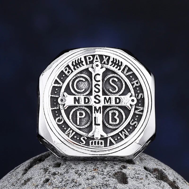 Dropshipping 2024 New Arrive 316L Stainless Steel High Polished Religious Man CSSML Cross CSPB Ring Fashion Jewelry Gift