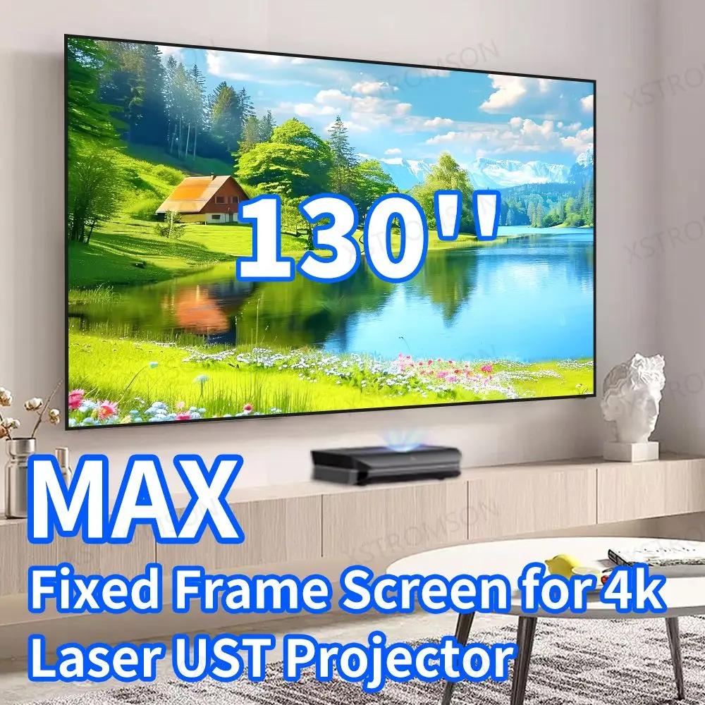 

MAX Size 130 Inch PET Crystal Thin Bezel Fixed Frame Projection Screen For Ultra Short Throw Projector 8K ALR Projector Screen