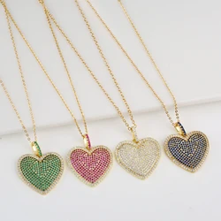Fashion Luxury Heart Shape Cubic Zirconia Pendant Necklace Elegant for Woman Girl Party Wedding Jewellery Valentine's Day Gift