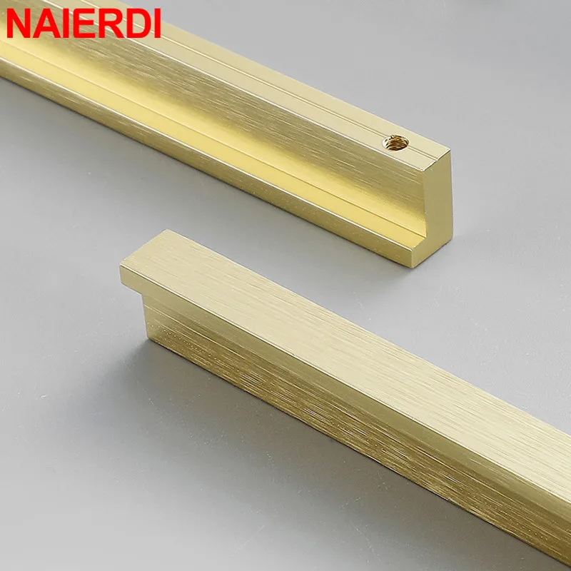 NAIERDI T Bar Long Cabinet Handles Black Gold Aluminum Alloy Kitchen Cupboard Pulls Furniture Handle Drawer Knobs Hardware