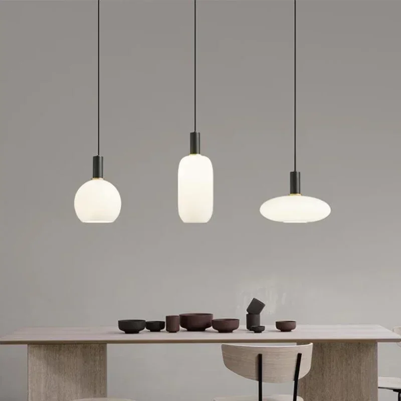 

Nordic LED Milky White Glass Pendant Lamp Bedside Light for Living Dining Room Bedroom Restaurant Home Decor Hanging Lamp