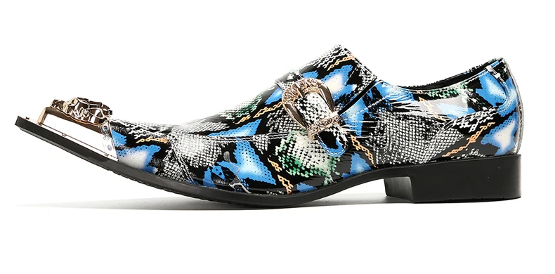 Herrenschuhe aus echtem Pythonleder, formelle Anzugschuhe mit Metallketten-Dekor, luxuriöse Modeschuhe für Frühling und Herbst, Business-Bankett-W – Detail 24