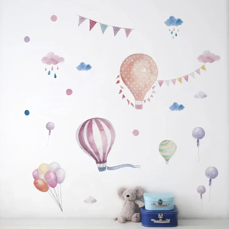 2024 Cartoon Balloon Hot Air Balloon Wall Sticker for Baby Room Home Decor Wallpaper Nursery Mural Kids Room Stickers New Gift