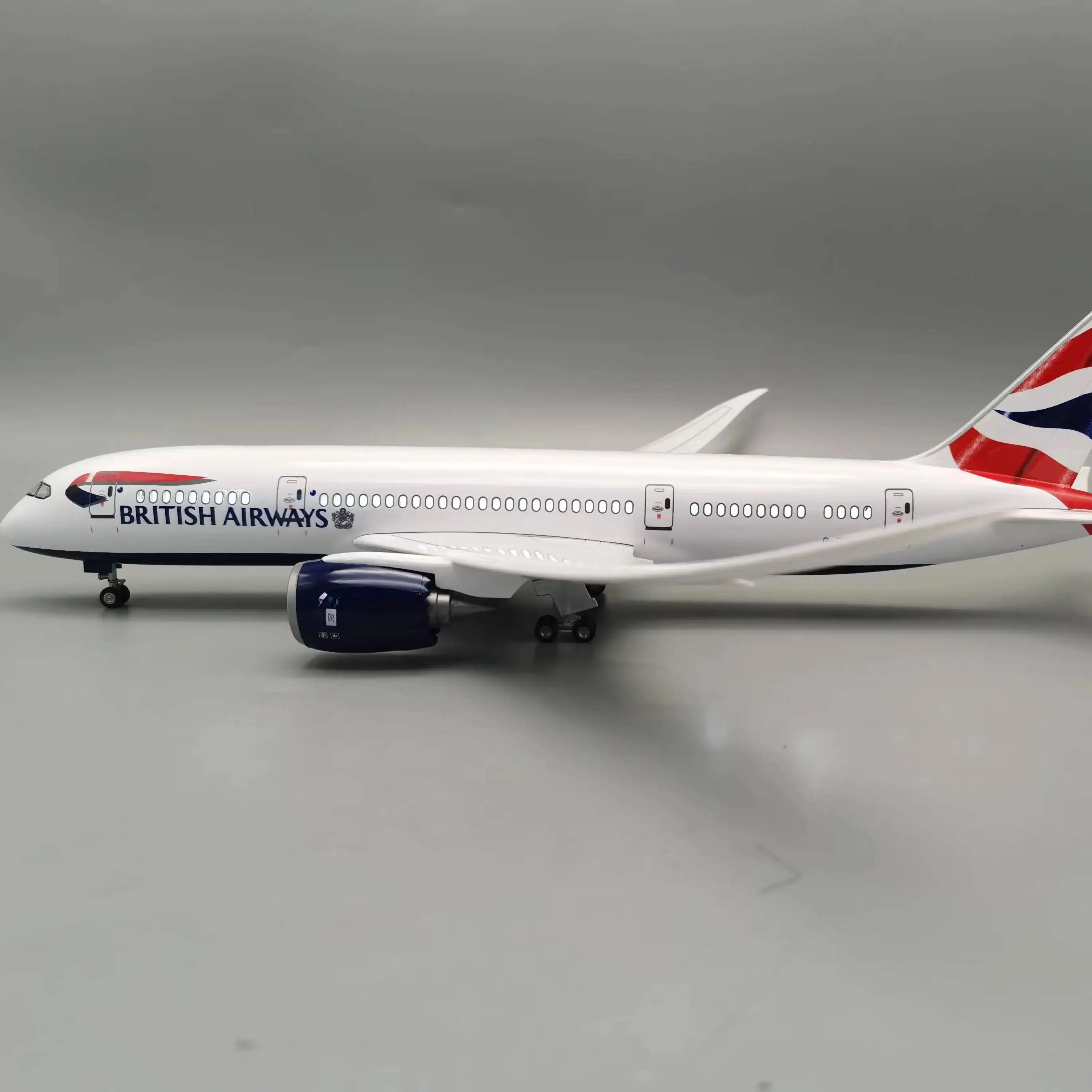 47cm aircraft model B787 British Airways Airbus 787 aircraft model kit decorated with LED lights (touch or sound control) for De