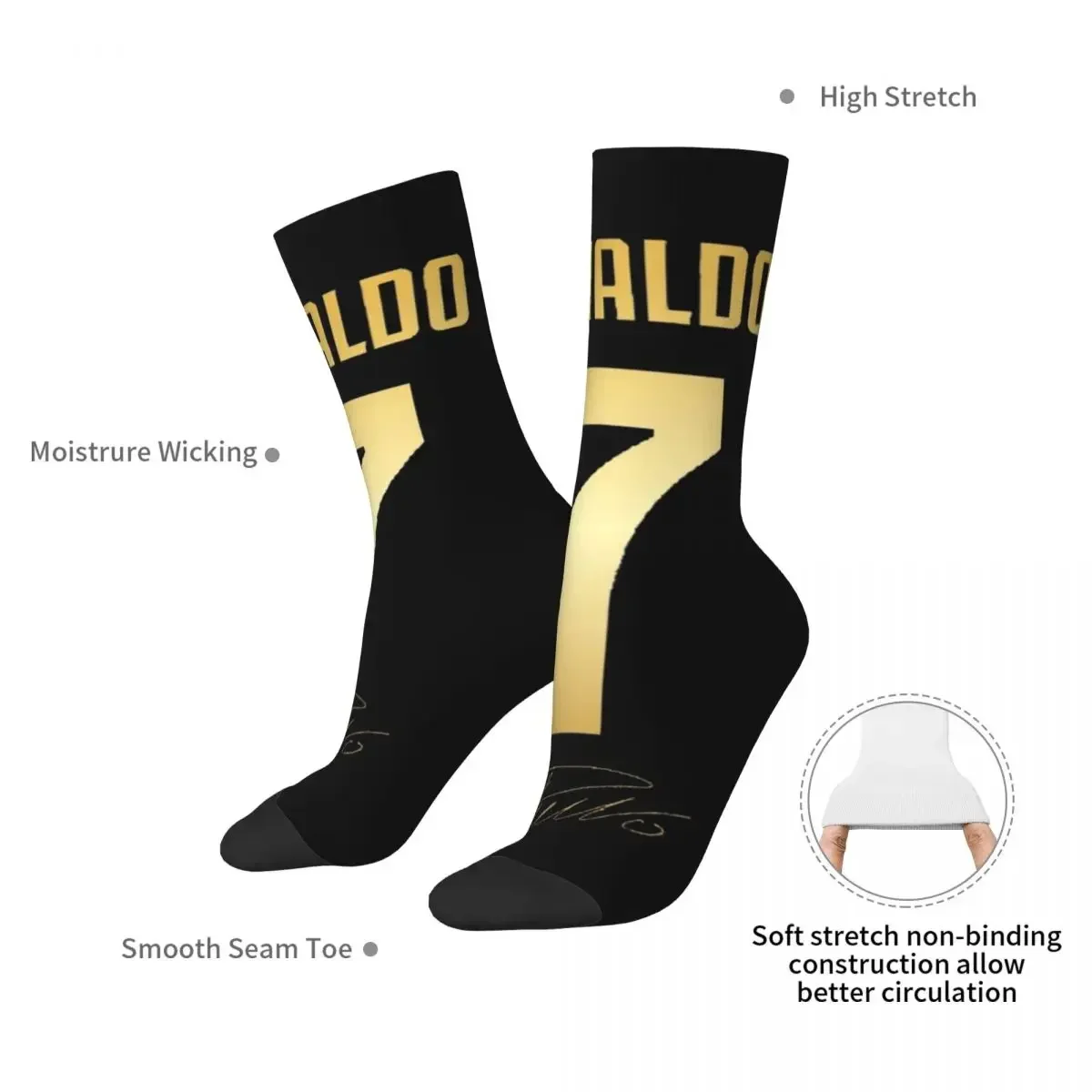 CR7 Cristiano Ronaldo Socks Harajuku Sweat Absorbing Stockings All Season Long Socks Accessories for Unisex Christmas Gifts