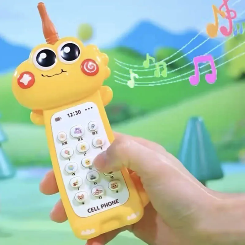 Children Cartoon Dinosaur Simulation Mobile Phone Can Be Gnawed Toys With Music Early Learning Story Machine Cute Phone Toy