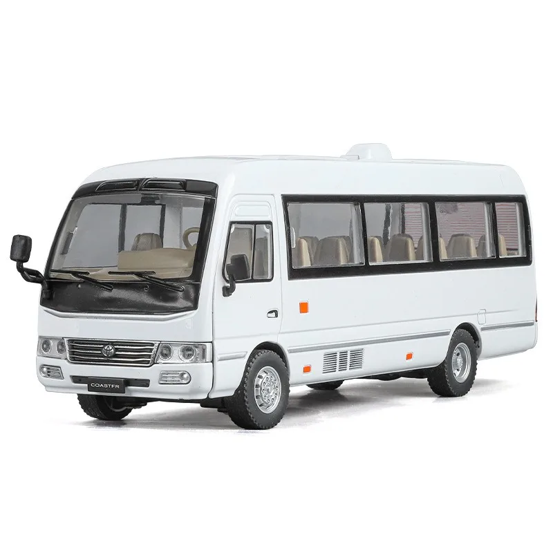 Simulation 1:24 Coaster Bus Alloy Model Sound and Light Pull Back Toy Car Collection Miniature Voiture Children Boy gift