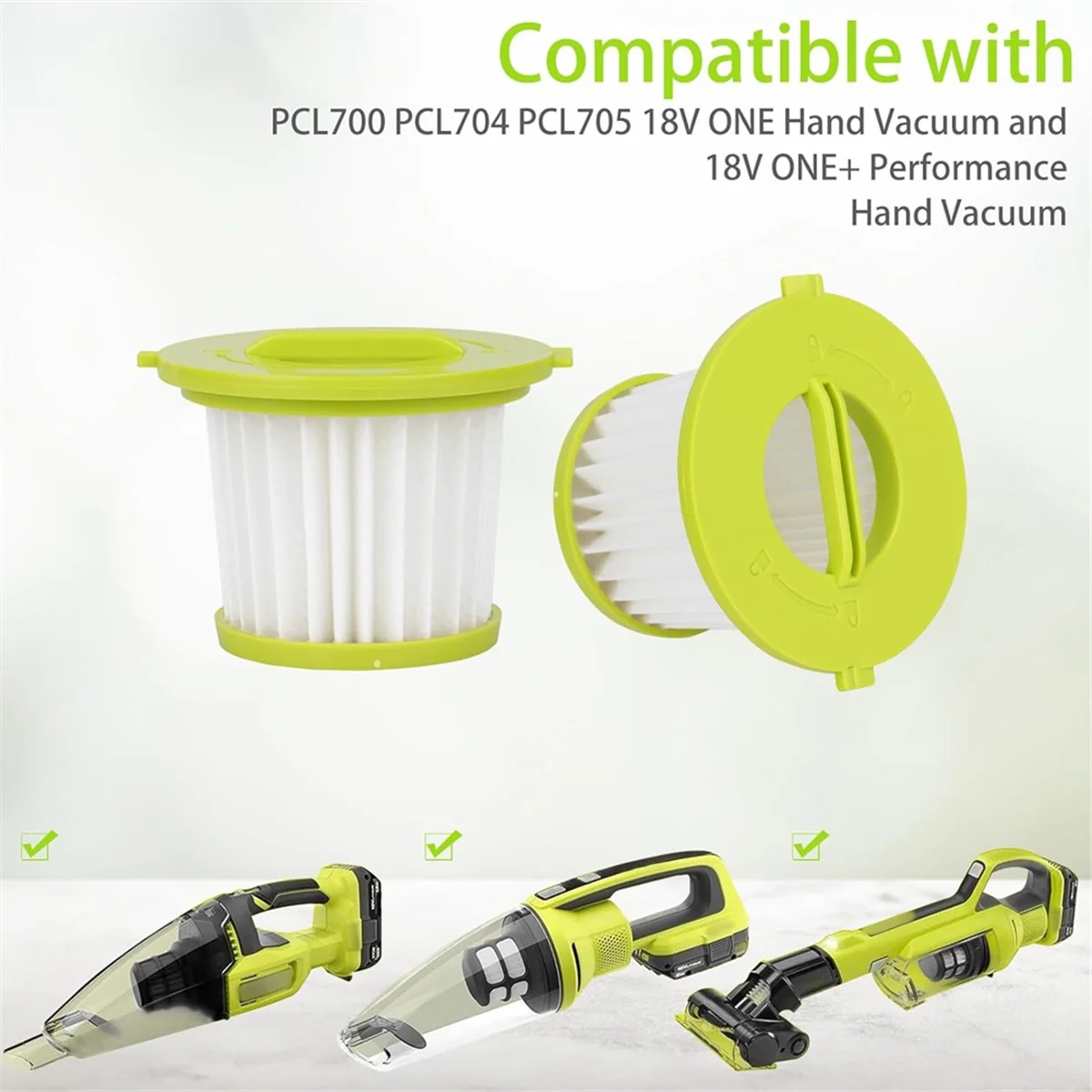 A17G 5pcs Replacement Washable Filter for Ryobi 18V ONE+ PERFORMANCE HAND VACUUM PCL704K, PCL705K,PCL705B,PCL700