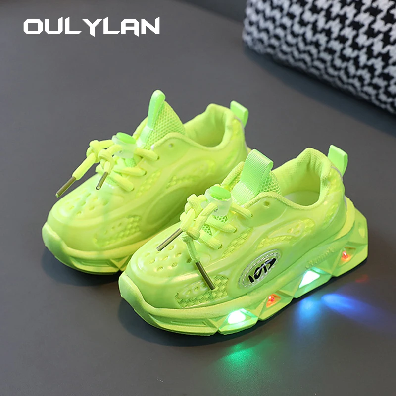 GirlsBoys Mesh Breathable Casual shoes New LED Children\'s Sneakers Kids Casual Shoes Light Shoes Size 21-35