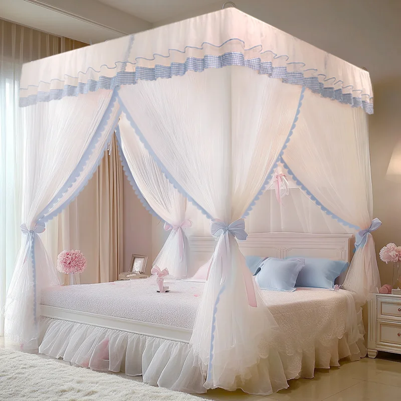 Three-Door Floor-Mounted Mosquito Net Home Bedroom 2025 New Model Advanced No-Installation Bracket