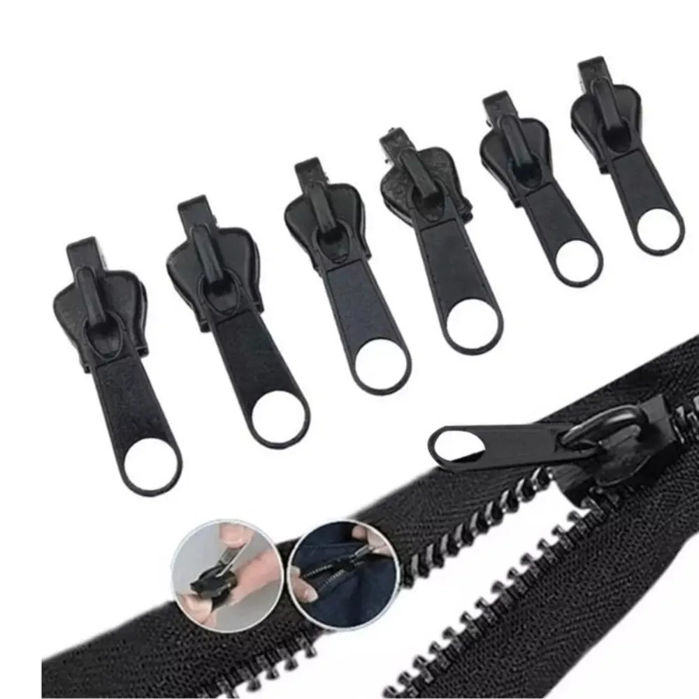 6Pcs Detachable Zipper Pull Replacement Zipper Puller Lever Locks for Down Jacket Dress Luggage Metal Zipper Heads Repair Kit