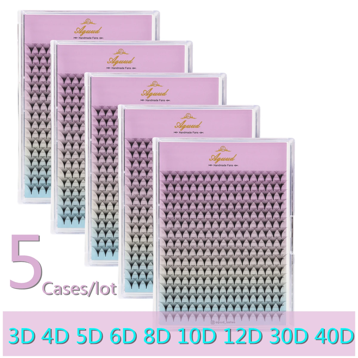 

AGUUD 5 cases/lot Pointy Base Premade Russian Volume Fans 3D 6D 10D 12D 30D 40D Lashes Extension 320 Fans False Mink Eyelashes
