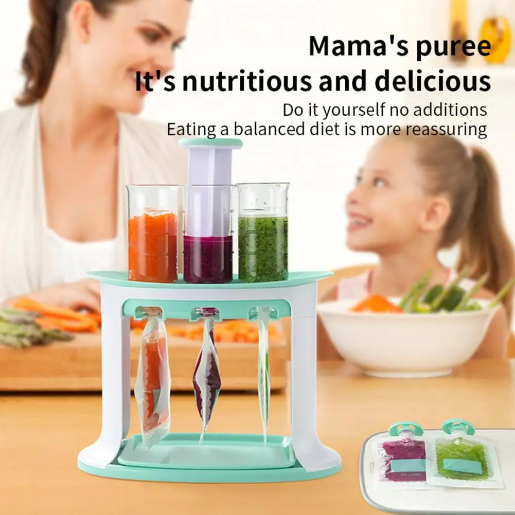 Fruit Puree Pouch Filler Baby Fruit Puree Filling Station with Portion Control Dispenser Reusable Squeeze Bags Fruit Compote