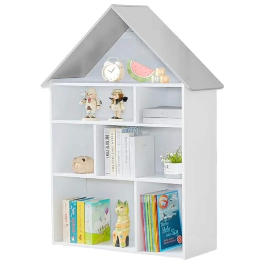 

Деревянный 4-ярусный стеллаж-органайзер для хранения в виде кукольного домика для спальни, игровой комнаты, детской, детского сада, деревянный книжный шкаф с милым дизайном