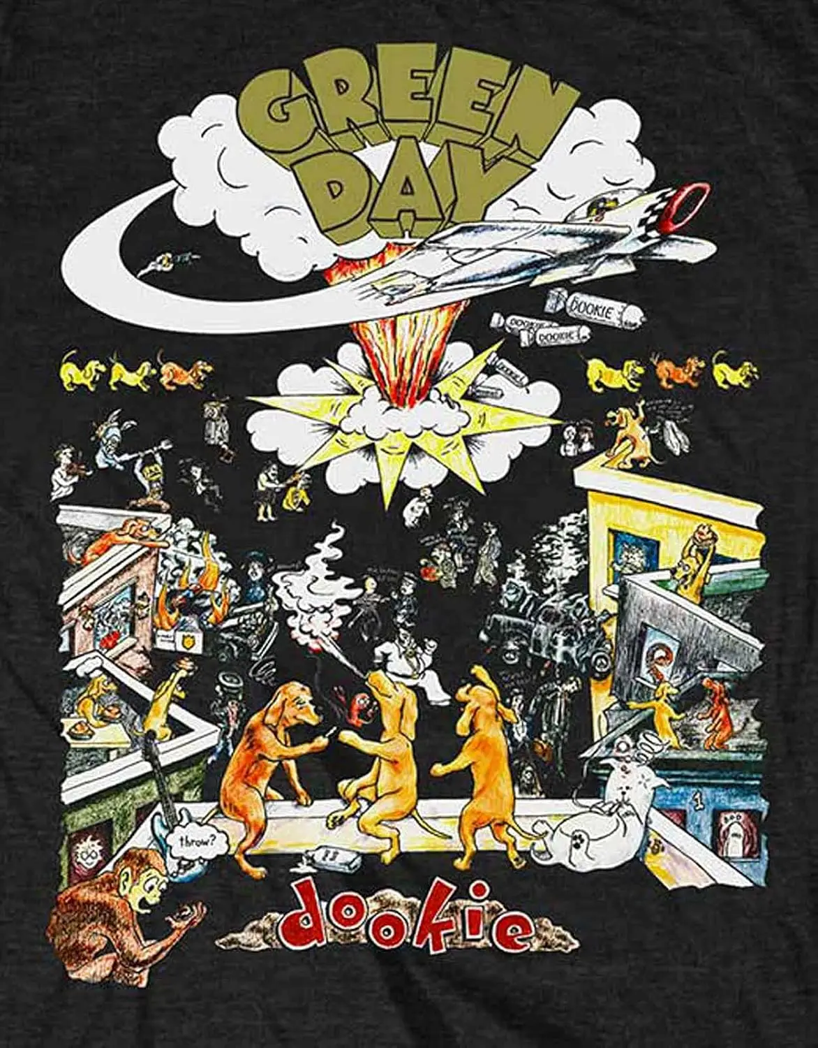 Green Day T Shirt 1994 Tour Dookie Official Vintage Mens Black Size