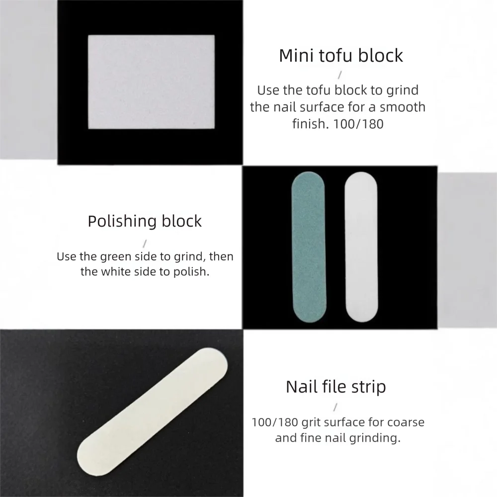 Nouveau ensemble de cinq pièces outils de soins des ongles bandes de frottement bandes de polissage Kit d'ongles bâtons en bois Mini blocs de Tofu Kit d'outils pour ongles