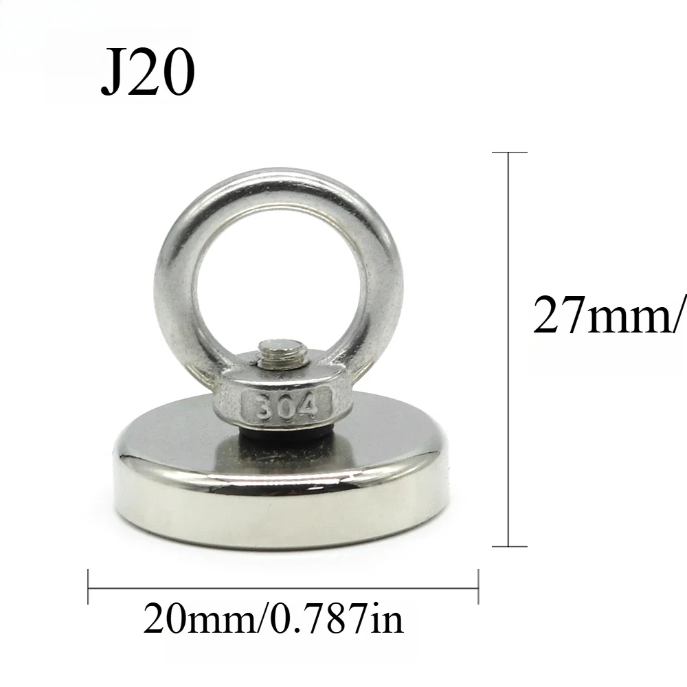 16/20/25/36/42/48/60mm Neodymium Fishing Magnet Heavy Duty Rare Earth Magnet with Countersunk Hole Eyebolt Salvage Magnetic