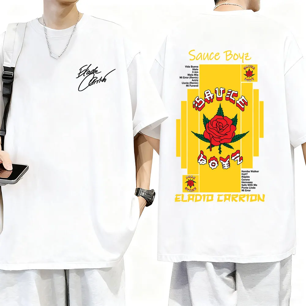 Camiseta de Eladio Carrion Sauce Boyz Merch 2026, Camiseta de Moda Hip Hop para Hombre y Mujer, Camisetas de Música Pop, Camisetas Casuales de Algodón para Hombre