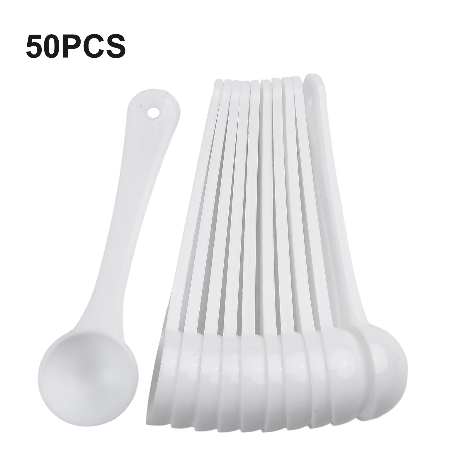 Colher De Medição De Plástico Branco, Colheres De Grama, Cozimento De Alimentos, Medicina, Leite Em Pó, Café Em Pó, Colher De Tempero, 1g, 50Pcs