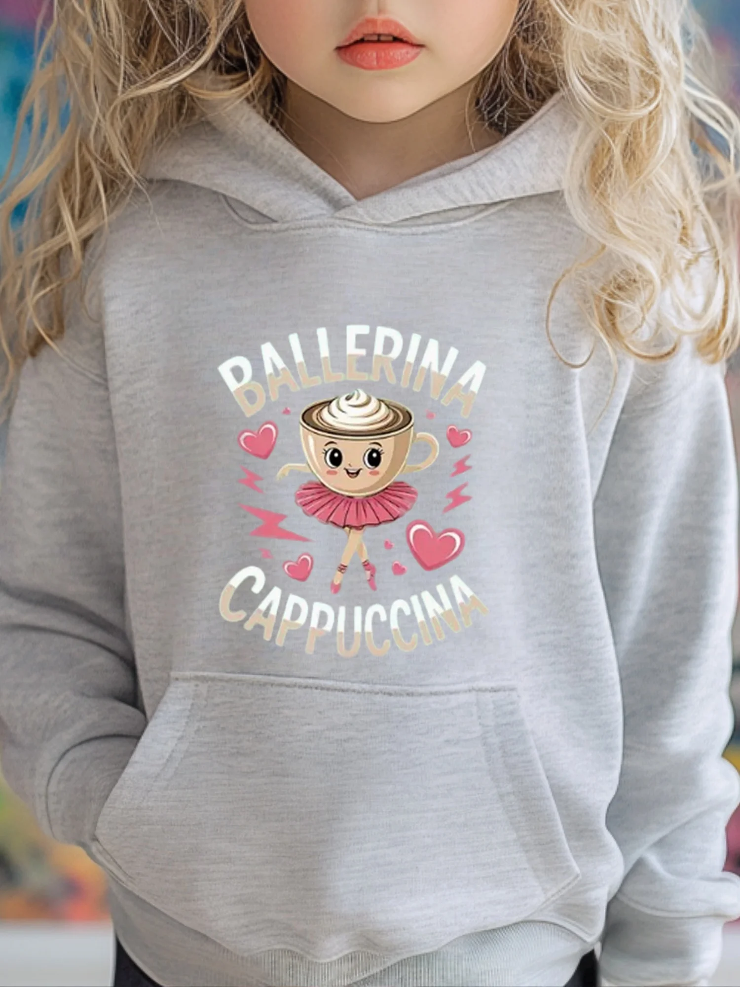 CAPPUCCINA BALLERINA café y bailarina niñas niños Casual manga larga sudaderas con capucha otoño e invierno jersey chico Tops