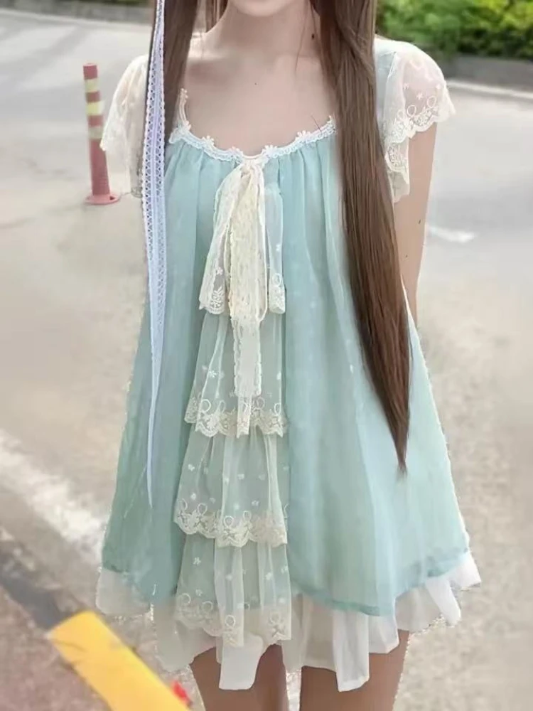 Elegante abito da resort vintage da donna slim fit dolce Y2k abbigliamento moda casual retrò con stampa floreale per lo stile delle vacanze estive