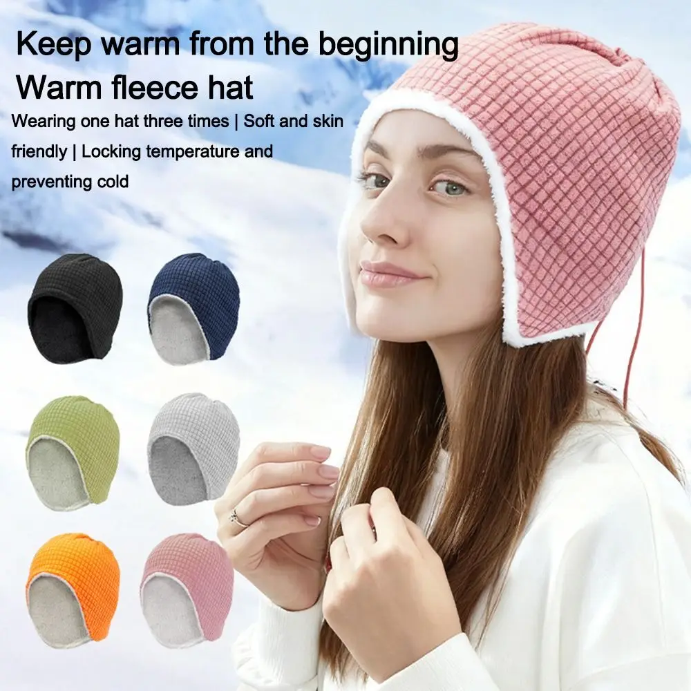 

New Plaid Beanie Hat Warm Ear Protection Neck Cover Cold-proof Hooded Hat Cycling Sports
