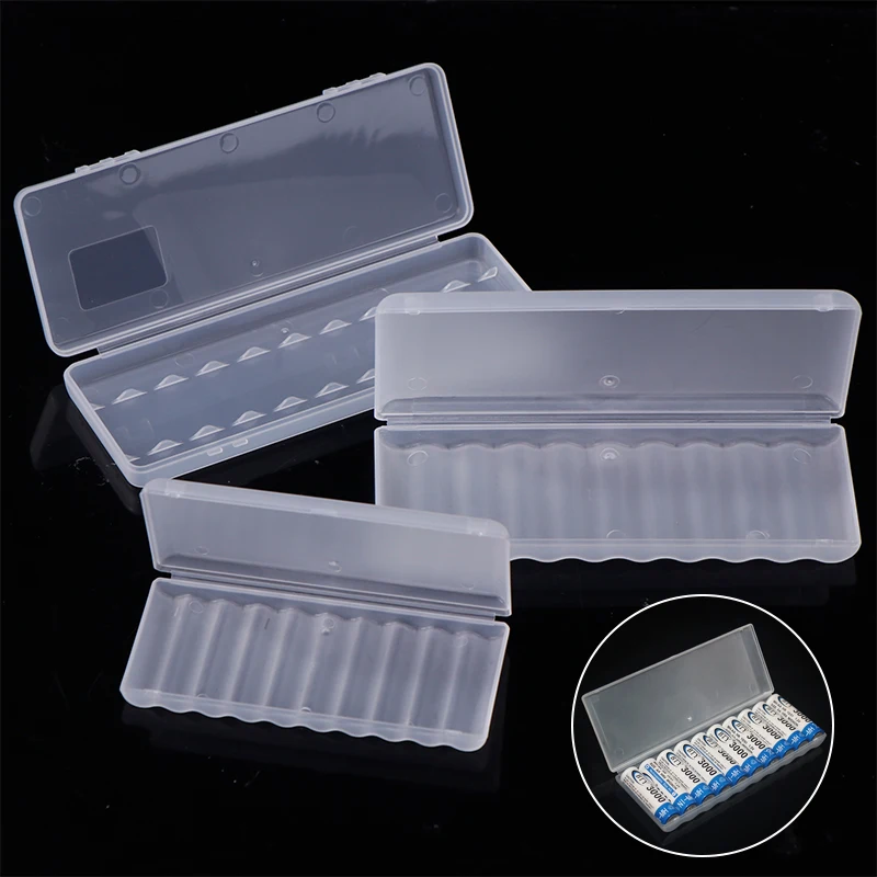 10 Slot Portable Plastic Battery Storage Box Hard Container Case For AAA/AA Battery Organizer Accessories Clear Battery Holder