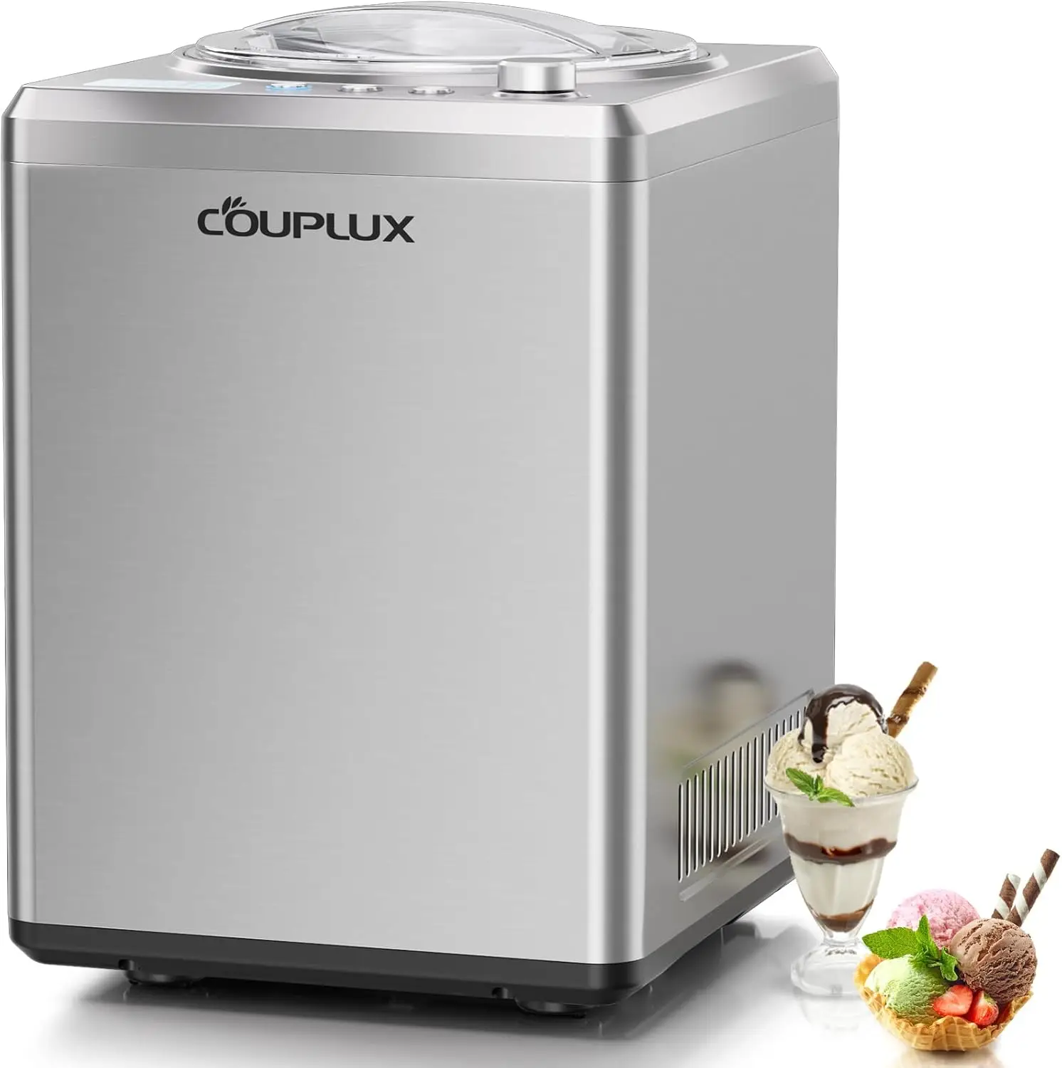 2.64 Qt Ice Cream Maker, Largest Capacity & Fast Freezing Ice Cream Machine with Built in Compressor Easy Operate & Clean Ice